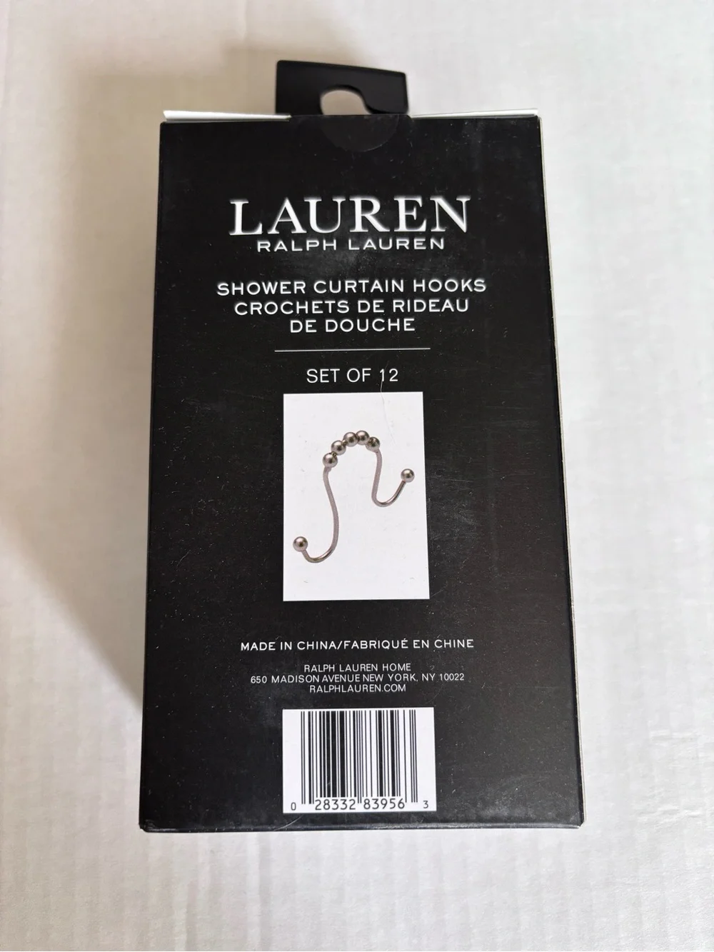 NIB Lauren Ralph Lauren Double Shower Curtain Hooks Set of 12 Silver